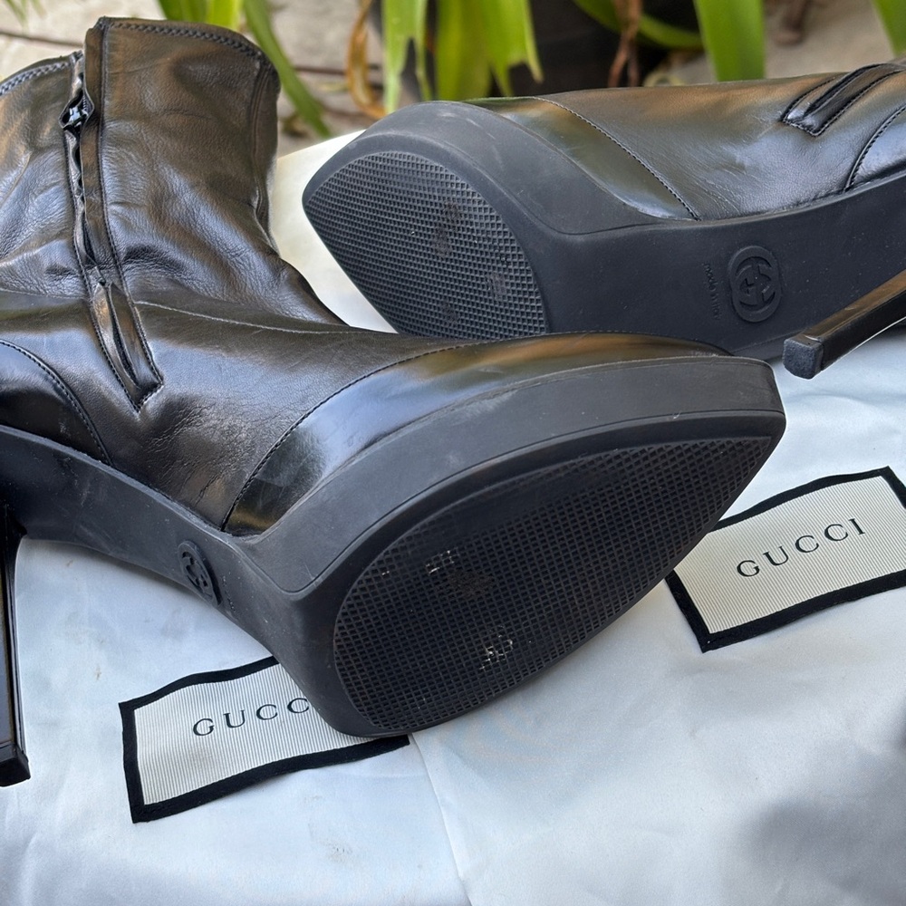 Gucci 38 wimbledon black leather platform ankle boots - Picture 6 of 7